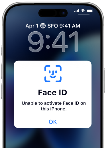 iPhone Face ID issue screen